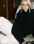 0122stepll Deconstructed Cable Knit Turtleneck Sweater