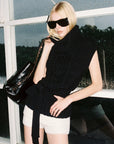 0122stepll Deconstructed Cable Knit Belted Turtleneck Vest