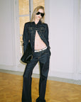 0122stepll Sculpted Denim Jacket & Low-Rise Straight-Leg Jeans Set