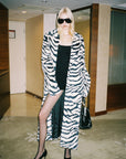 0122stepll Zebra Faux Fur Long Coat
