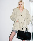 0122stepll Hooded Belted Trench Jacket
