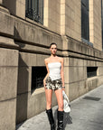 0122stepll Cow Print Mini Skirt