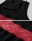 DOINDULGE Sheer Lace Paneled Long Sleeve Top