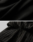 DOINDULGE Black Pleated Skirt Red Button Accents