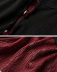 DOINDULGE Cutout Button Knit Top with Lace Inset