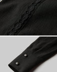 DOINDULGE Deconstructed Panel Shirt with Sheer Back and Embroidered Trims