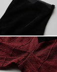 DOINDULGE Sheer Velvet Long Sleeve Top with Contrast Red Panel