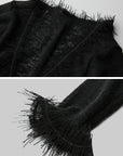 DOINDULGE Distressed Knit Long Sleeve Cardigan