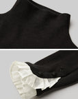 DOINDULGE Structured Knit Top with Contrast Pleated Cuffs