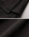 DOINDULGE Pinstripe Wide-Leg Pants with Apron Overlay and Drawstring Waist
