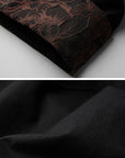 DOINDULGE Wide-Legged High-Waisted Pants with Leaf-Pattern Detail