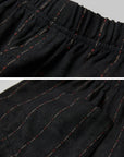 DOINDULGE Deconstructed Pinstripe Wide-Leg Pants with Contrast Waistband