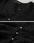 DOINDULGE Textured Knit Sculpted Top with Rosette Buttons