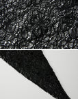 DOINDULGE Sheer Lace Long Sleeve Top with Asymmetric Hem