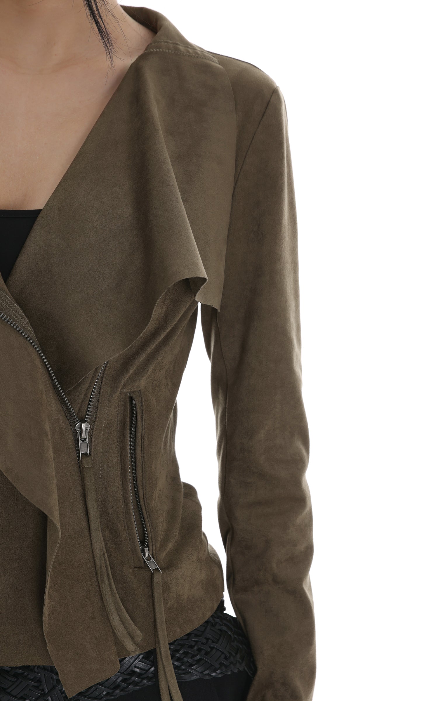 IAMXIAA Cropped Moto Jacket with Asymmetric Zip
