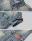 IAMXIAA Vintage Wash Fitted Denim Button-Up Short Sleeve Romper