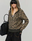 0122stepll Leopard Jacquard Hooded Knit Zip-Up Jacket
