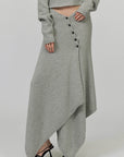0122stepll Draped Knit Top & Asymmetric Maxi Skirt Set