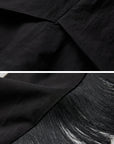 DOINDULGE Wide-Leg Draped Pants with Fringed Panels and Deconstructed Details