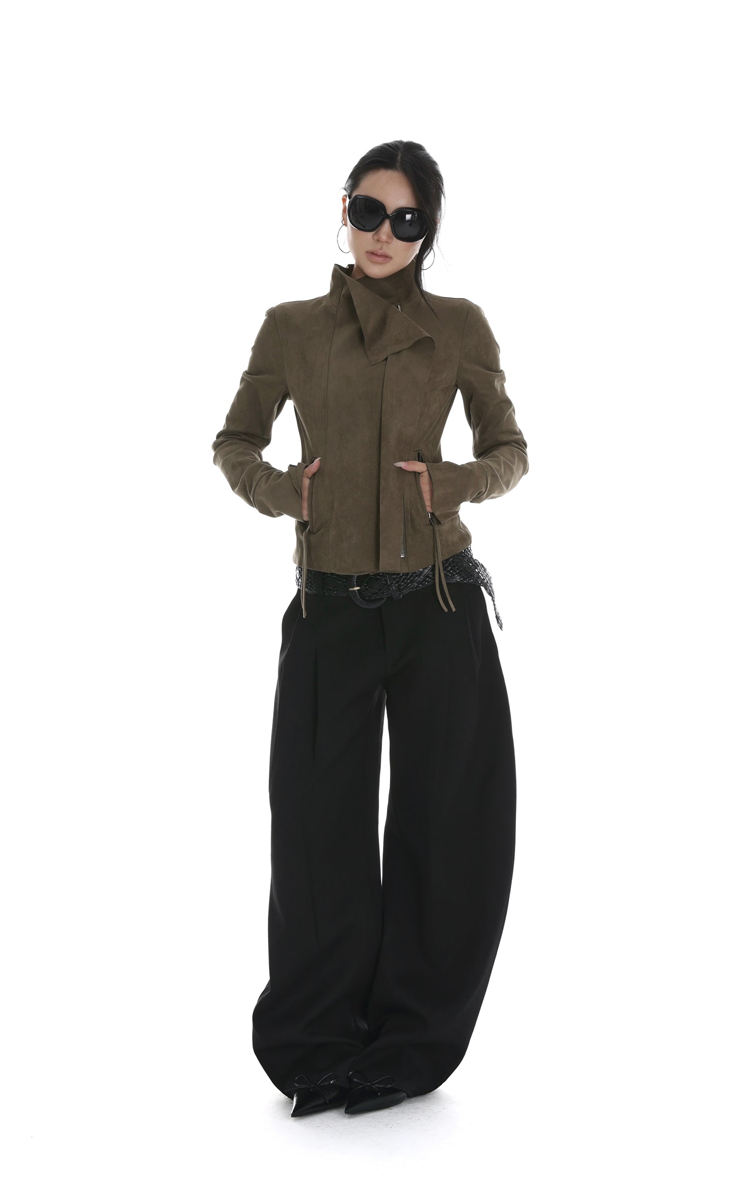 IAMXIAA Cropped Moto Jacket with Asymmetric Zip