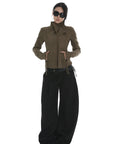 IAMXIAA Cropped Moto Jacket with Asymmetric Zip