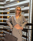 0122stepll Draped Knit Top & Asymmetric Maxi Skirt Set