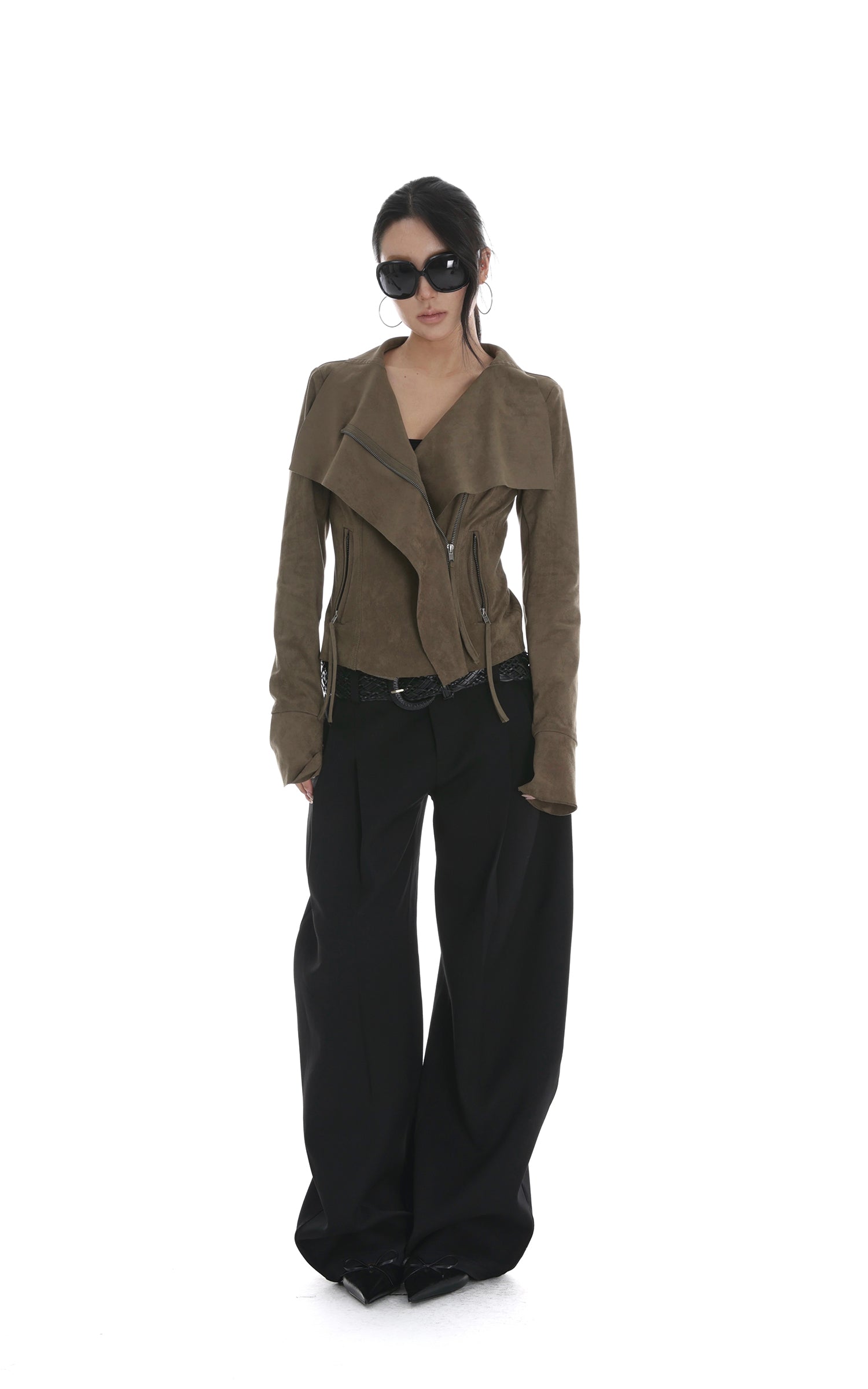IAMXIAA Cropped Moto Jacket with Asymmetric Zip