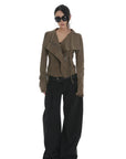 IAMXIAA アシンメトリージップ付きクロップドモトジャケット