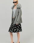 0122stepll Plush Wool Collar Belted Knit Jacket