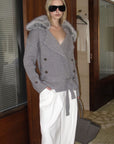 0122stepll Plush Wool Collar Belted Knit Jacket