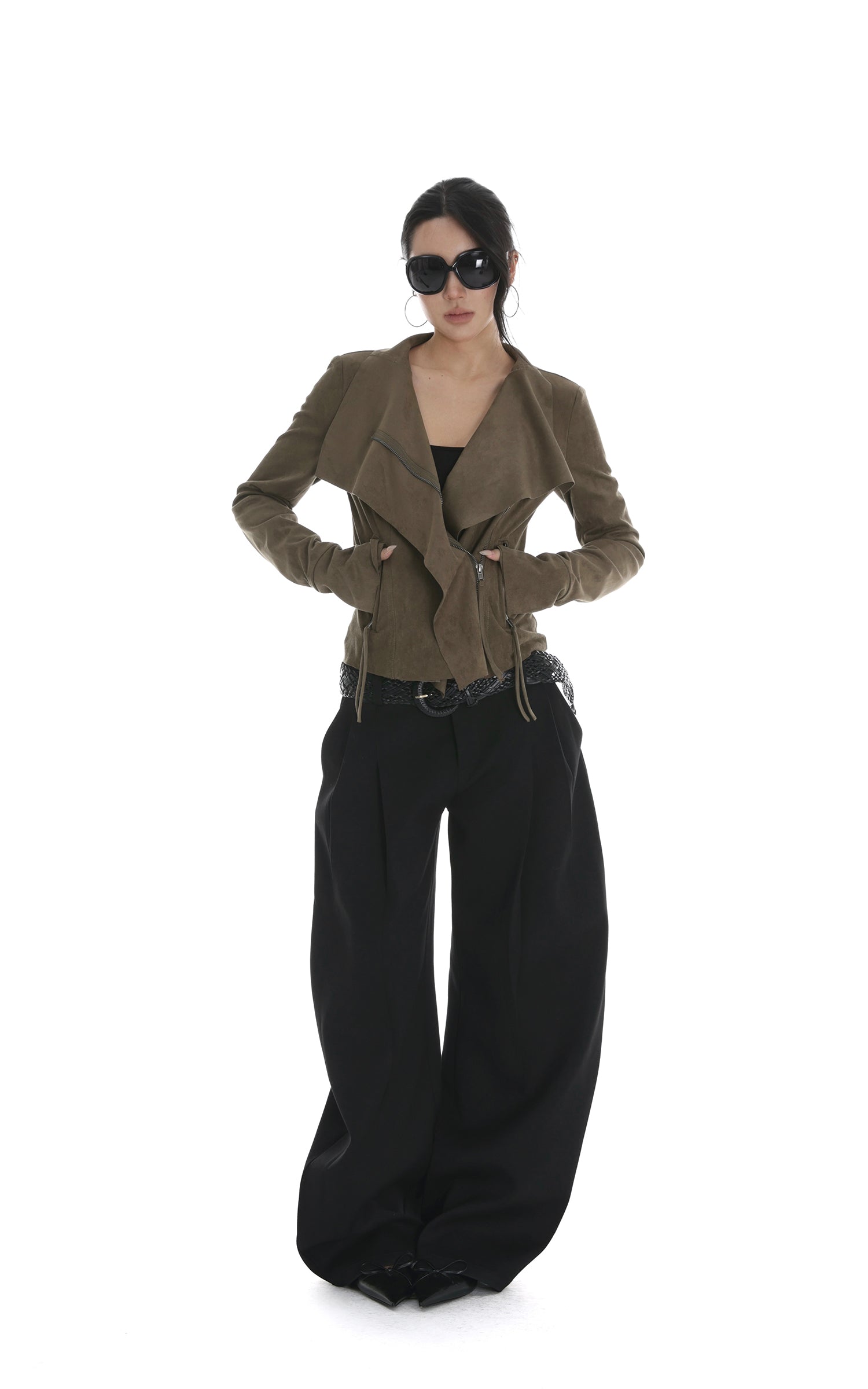 IAMXIAA Cropped Moto Jacket with Asymmetric Zip