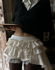 WARDEN EDGE Asymmetric Layered Ruffle Mini Skirt