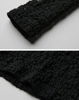 DOINDULGE Ruched Lace Knit Top with Cutout and Thumbhole Sleeves