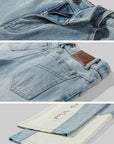 Rase le sol Color-Block Patchwork Wide-Leg Denim Pants