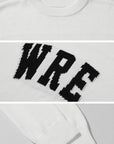 WARDEN EDGE Oversized Knit Sweater with Distressed Bold WRE Logo