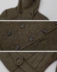 IAMXIAA Wool-Like High Neck Belted Double-Breasted Jacket