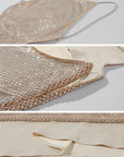 ROVENTE Rhinestone Mesh Halter Maxi Dress