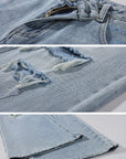 Rase le sol Distressed Washed Wide-Leg Jeans