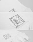 Rase le sol オフショルダーグラフィックTシャツ & ストライプニットショートセット