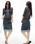 IAMXIAA Striped Open Back Long Sleeve Top