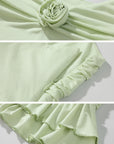 DreamyNerd Rosette Ruched Mini Dress with Ruffle Hem - PINKPARKS