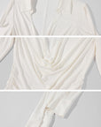 Rase le sol Draped Collared Top & Lace Bralette Two-Piece Set