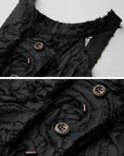 DOINDULGE Distressed Textured Halter Top with Sculptural Button Detail
