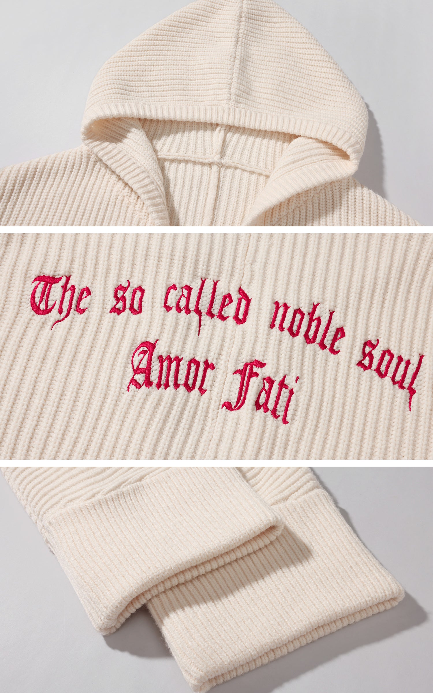Rase le sol Loose Silhouette Knit Hoodie Cardigan With Lettered Back Detail