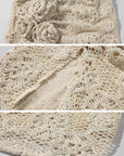 ROVENTE Crochet Maxi Skirt with Rosette Detail and Side Slit - PINKPARKS
