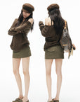 IAMXIAA Military Button Low-Rise Mini Skirt