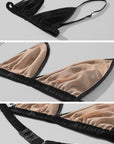 ROVENTE Layered Lace Bralette and Deep V Draped Graphic Tee Two-Piece Set