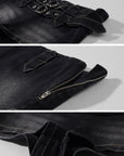 Rase le sol Double-Belt Low-Rise Denim Shorts