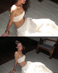 0122stepll Strapless Bandeau Top & Low-Rise Balloon Pants Set
