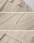 IAMXIAA Chemise en Lin Décolleté en V avec Dos Ceinturé
